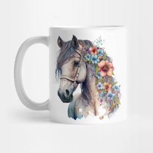 Watercolor Floral Horse Mug